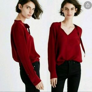 Madewell Red Silk Blouse